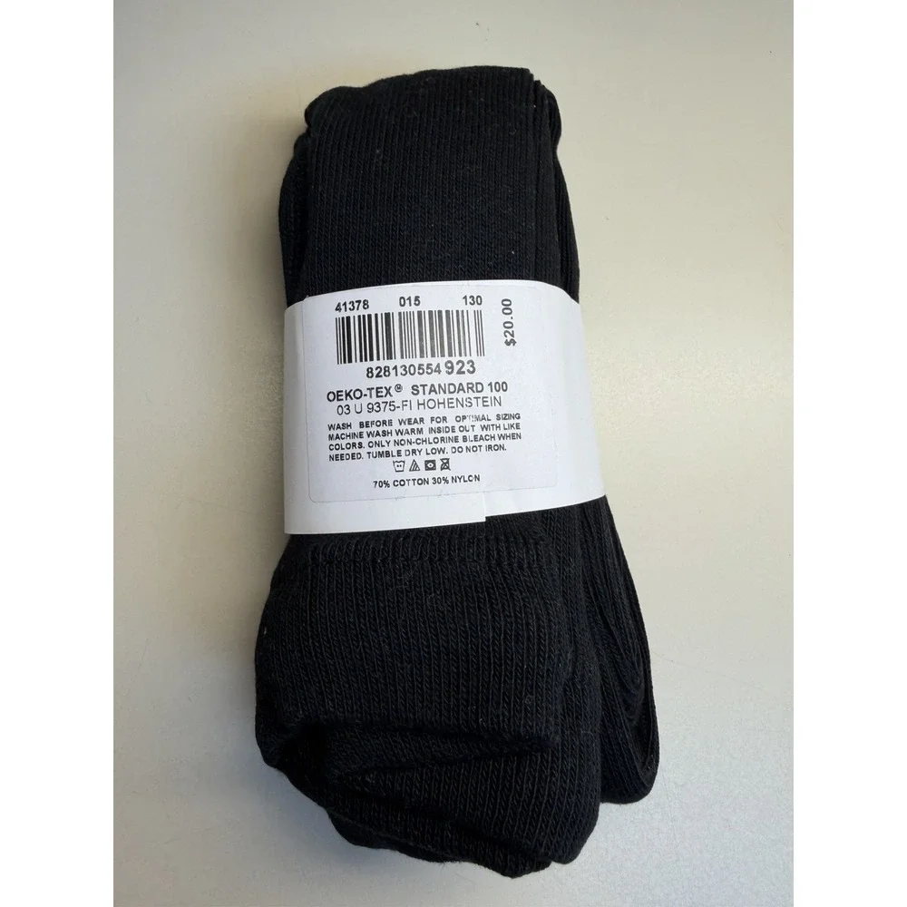 Hanna Andersson Girls Black Ribbed Footed Tights 130cm US 8 NWT Cotton Blend